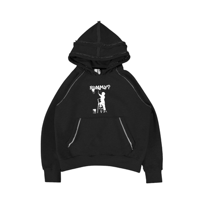 DOUBLE HOOD HOODIE - BLACK